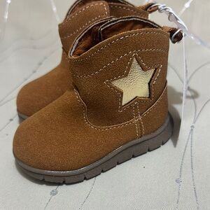 Carter's Brown and Gold Star Detail Boots